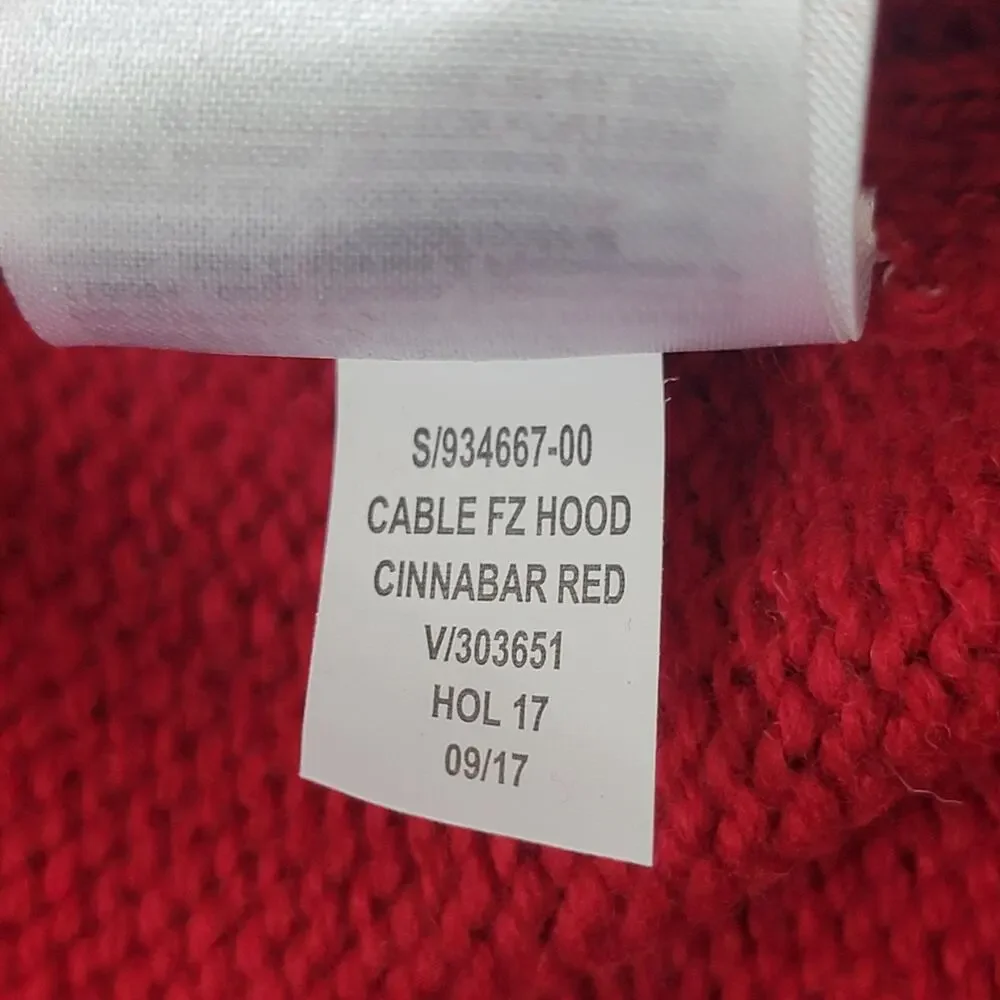 Baby Gap Full Zip Cable Knit Hoodie Sz 2T‎ Red Blue Gray Wool Blend Sweater New